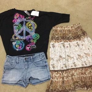 💥3 items/ New top size L / shorts size 10/ skirt